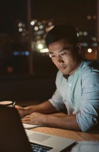 Founder working on his computer